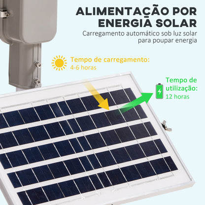 Outsunny Candeeiro Solar de Exterior com 54 LED Candeeiro de Parede de Alumínio IP65 Impermeável com Iluminação Branco Frio e Controlo Remoto para Jardim Pátio 68x37x16 cm Prata