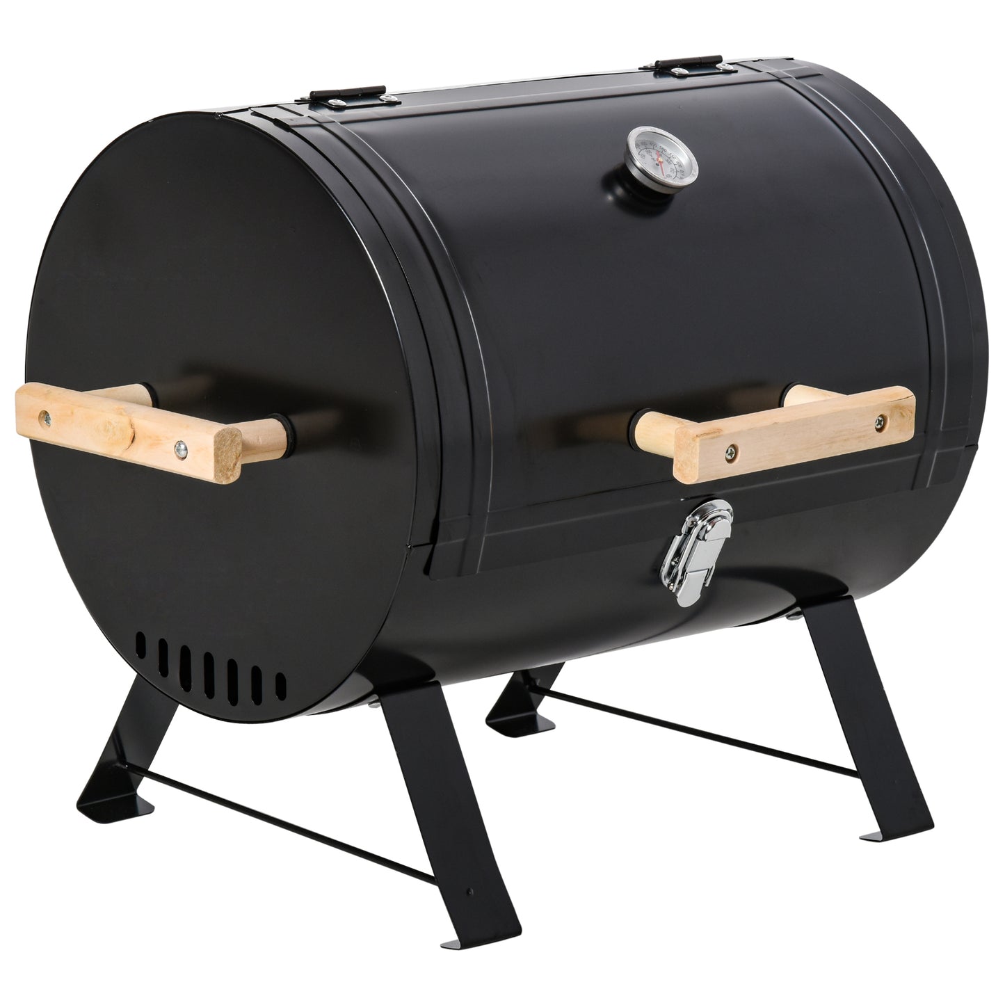 Outsunny Barbecue a Carvão de Mesa Barbecue a Carvão Compacta com Termômetro e Alças para Jardim Exterior Campismo 50x35x39 cm Preto