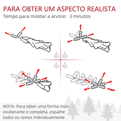 HOMCOM Árvore de Natal 60 cm Árvore de Natal Artificial de Mesa com 20 Luzes LED 141 Ramos 5 Pinhas 5 Bagas Vermelhas e Suporte de Metal Árvore Natalícia para Interior Verde