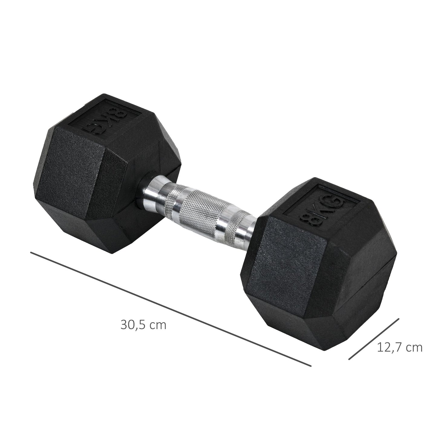 HOMCOM Conjunto de Halteres 16 kg com Barra Metálica e Cabeça Hexagonal Conjunto Pesos para Treino em Casa Ginásio 30,5x12,7 cm Preto e Prata