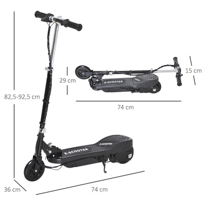 Trotinete Elétrica Criança De 7-14 Anos E-Scooter Dobrável Guiador Ajustável 12km/h Bateria Recarregável 12V Skate 120W Carga 50kg Preto