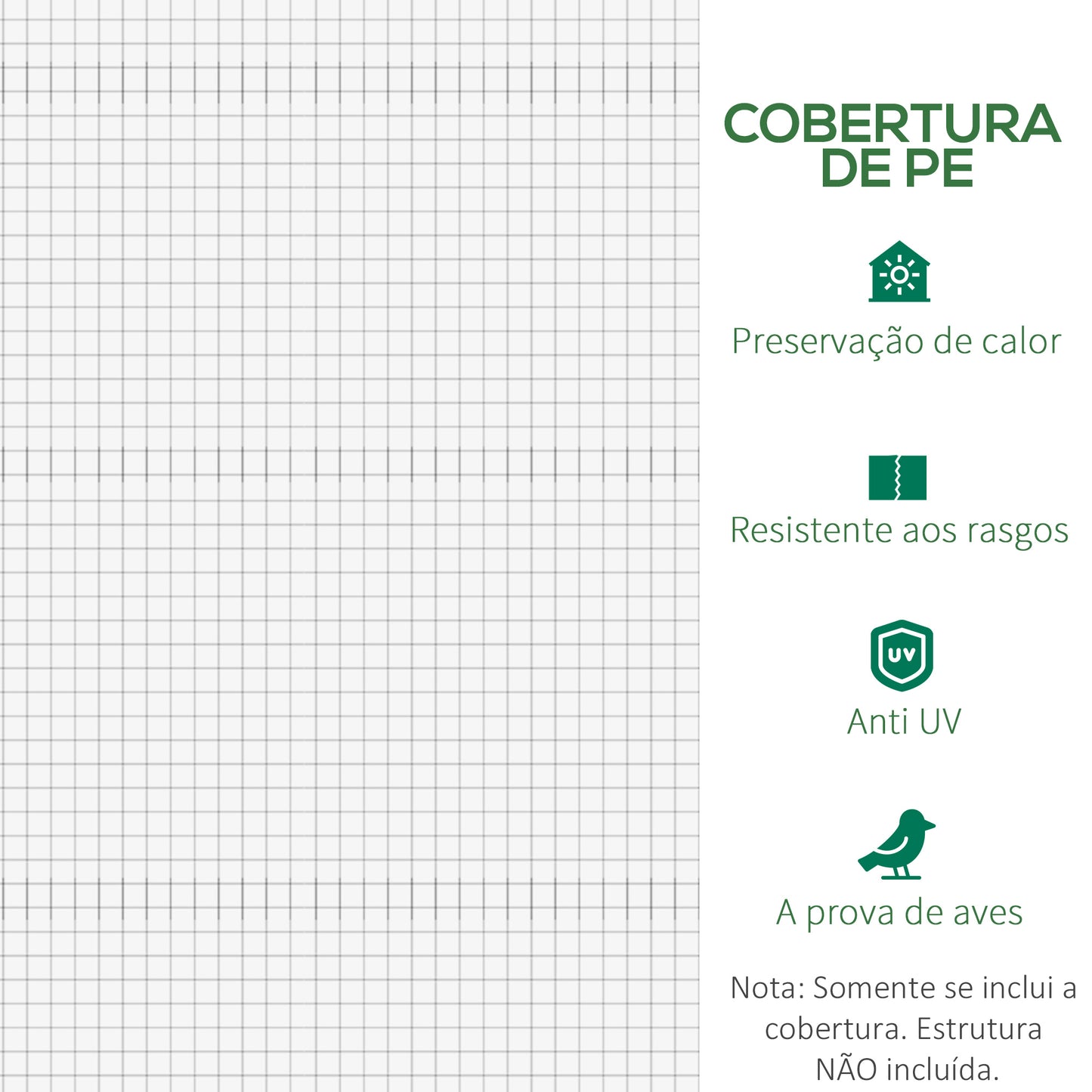 Outsunny Cobertura de Estufa de Túnel 6x3x2m Cobertura de Substituição de Estufa Polietileno com 12 Janelas e Portas Enroláveis Proteção de Plantas para Jardim Verde