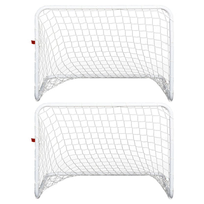 HOMCOM Conjunto de 2 mini gols de futebol com rede e bola para a prática de futebol 78x46x 56cm Branco