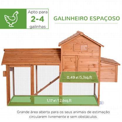 PawHut galinheiro exterior de Madeira Gaiola para pequenos animais 213x91x122cm