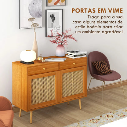 Aparador Damisa de 100cm com Portas em Vime - Design Natura