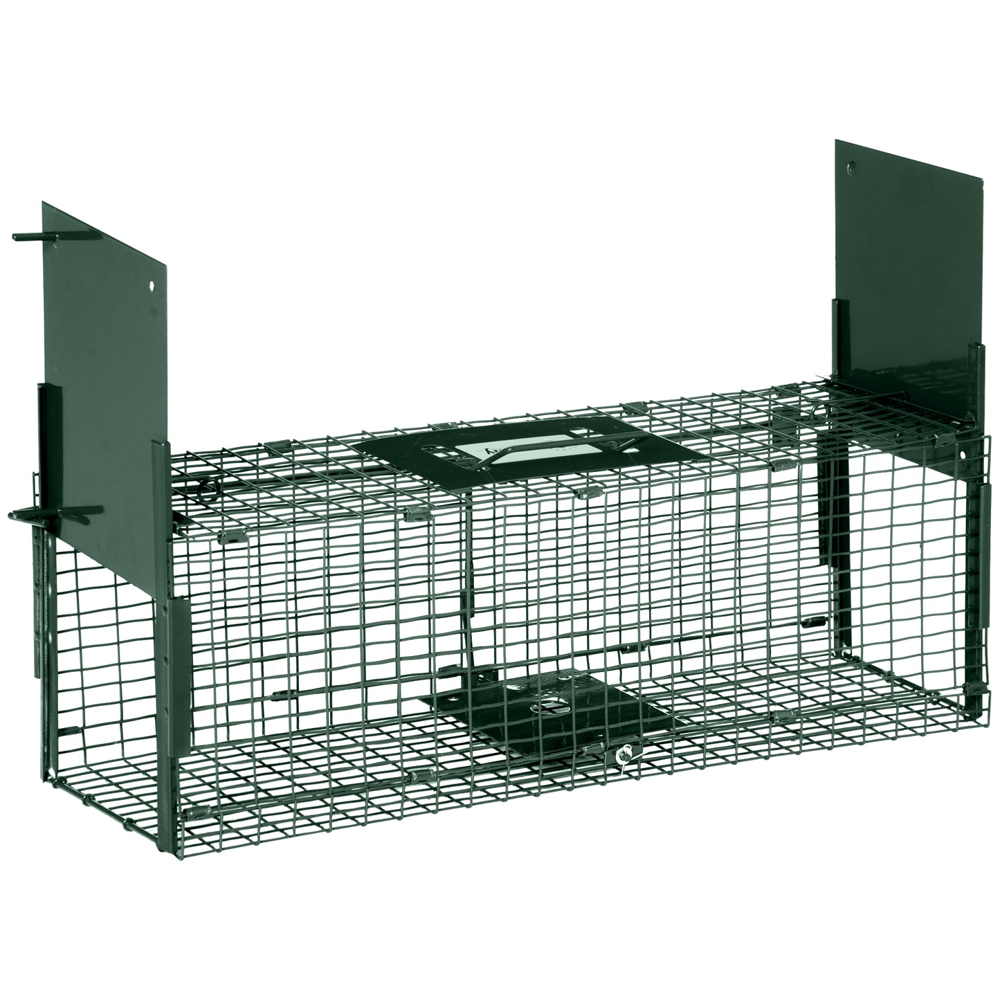 Outsunny Armadilha para Animais Vivos 60x18x20 cm com Porta Gaiola de Captura com Alça de Transporte para Coelhos Raposas Pequenas Verde Escuro