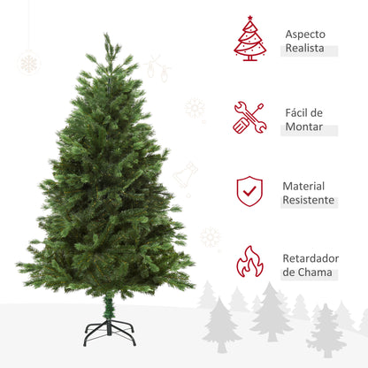 HOMCOM Árvore Artificial de Natal com Base Dobrável 696 Galhos PE Tridente e PVC Individual Árvore de Natal Decorativa Exterior Interior Ø90x180 Verde