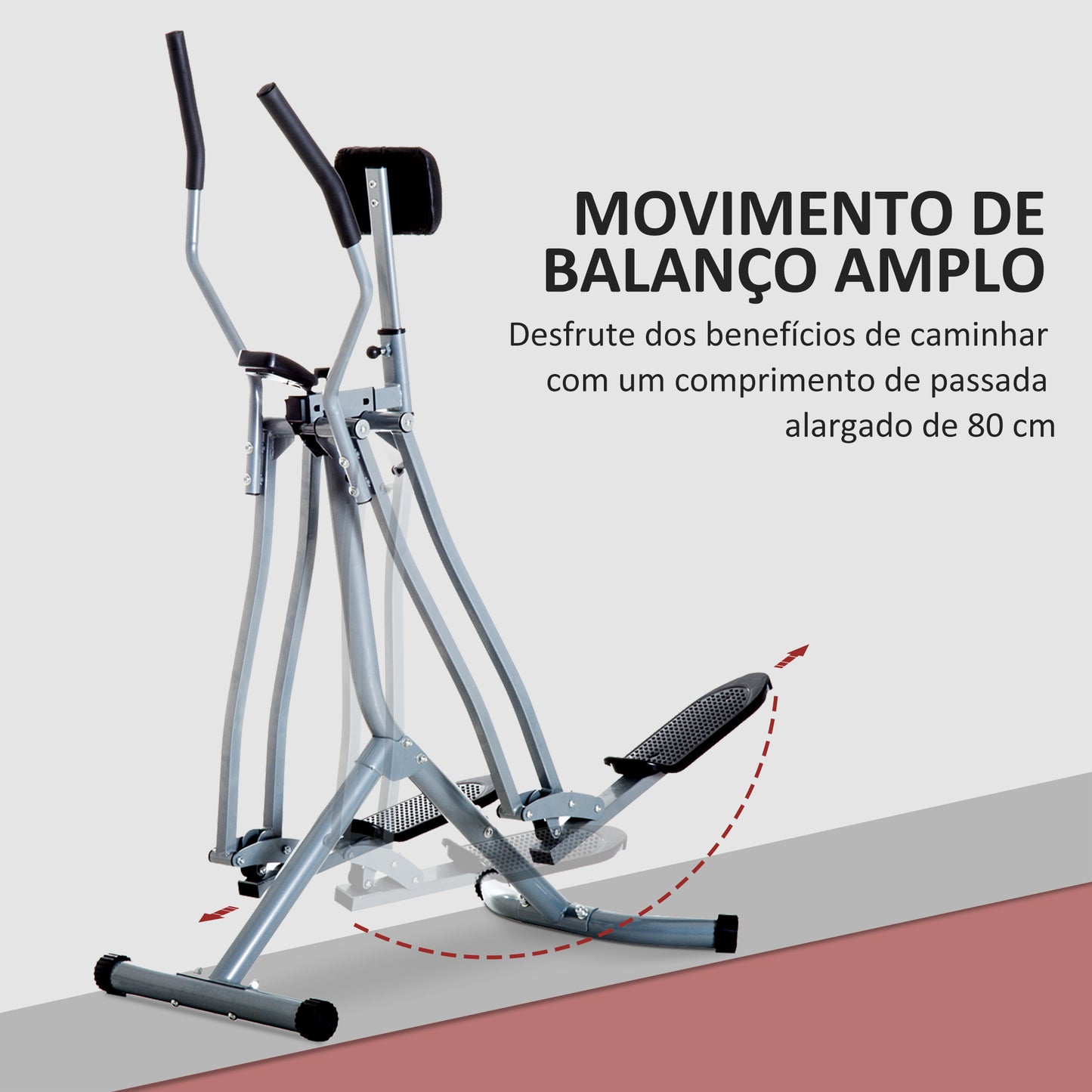 HOMCOM Bicicleta Elíptica Treinador Elíptico Ajustável com Monitor para Treino de Cintura Glúteos Pernas Capacidade 110 kg para Casa Ginásio 96x60x152 cm Cinza