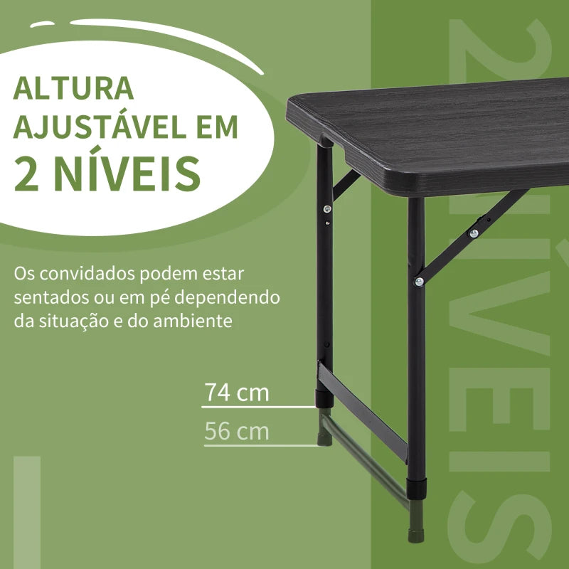 Mesa de Jardim Dobrável com Altura Ajustável