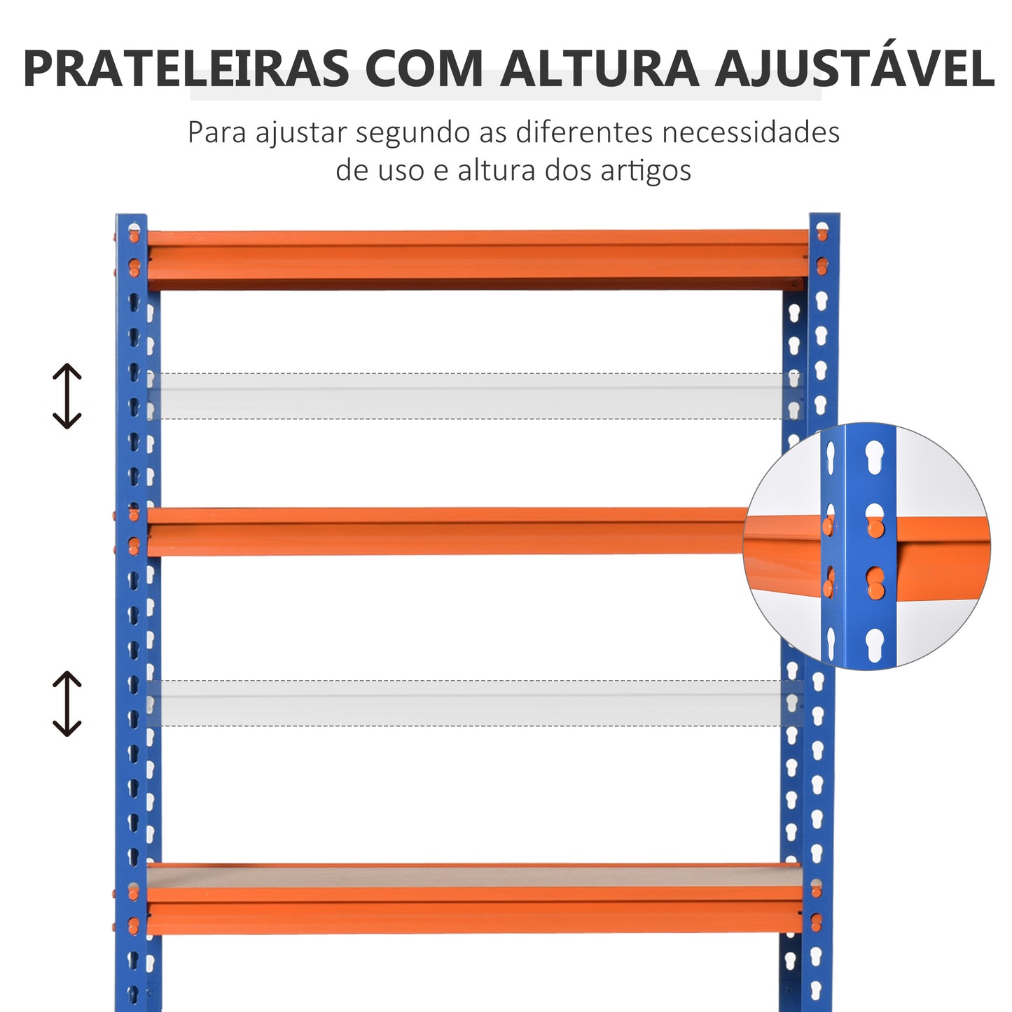 HOMCOM Estante Metálica de Armazenamento 80x40x182cm com 5 Prateleiras Altura Ajustável Carga Máxima por Prateleira 300kg para Armazenamento Garagem Oficina Azul e Laranja