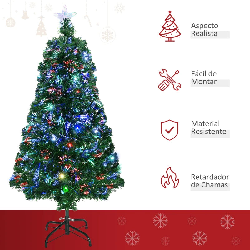 Árvore de Natal com 16 Luzes LED e Fibra Óptica - 120 cm