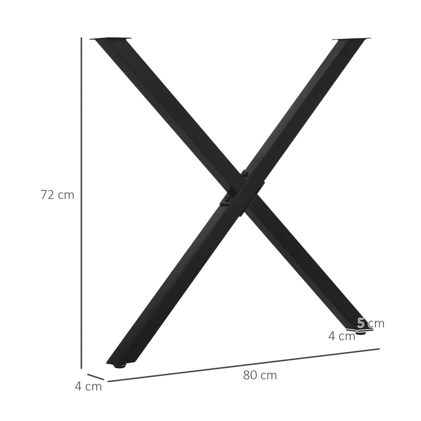 HOMCOM Conjunto de 2 Pés para Mesa Estilo Industrial 80x72cm em Forma de X Pés para Móveis de Aço com Protetores e Parafusos de Montagem Incluídos Preto