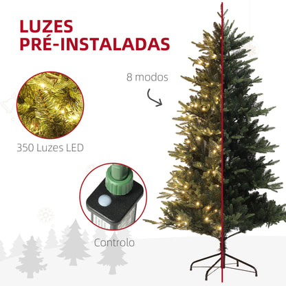 Árvore de Natal 180 cm Árvore de Natal Artificial com 350 Luzes LED 726 Ramos e Suporte de Aço Decoração de Natal para Sala de Estar Interior Ø114x180 cm Verde