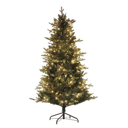 Árvore de Natal 180 cm Árvore de Natal Artificial com 350 Luzes LED 726 Ramos e Suporte de Aço Decoração de Natal para Sala de Estar Interior Ø114x180 cm Verde