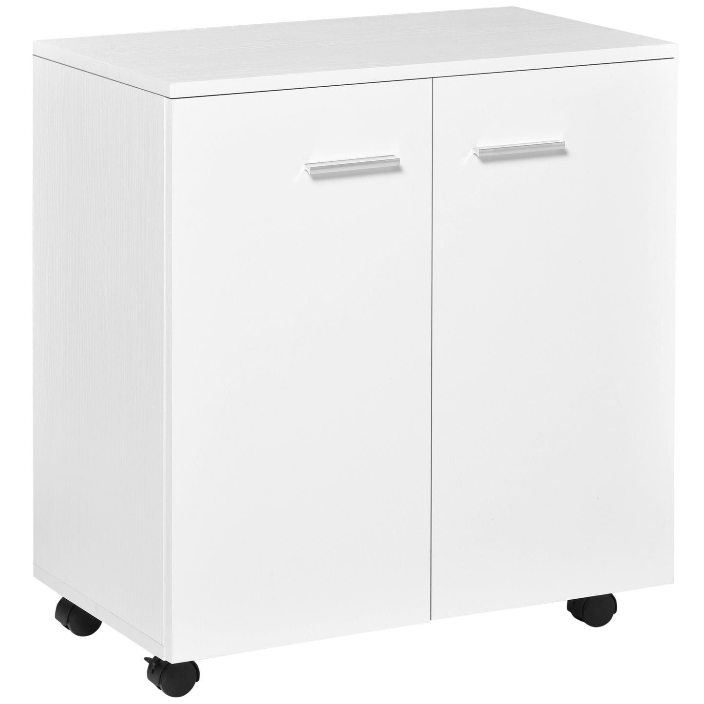 HOMCOM Armário de Armazenamento Moderno Móvel para Armazenamento com Rodas Armário e Prateleiras 60x35x65cm Branco