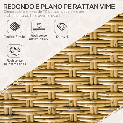 Outsunny Conjunto de Refeição de Vime Sintético Conjunto de Móveis de Exterior de Vime de 7 Peças Inclui 6 Cadeiras com Almofadas e Mesa de Vidro Temperado Natural