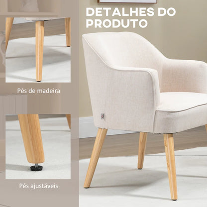 Poltrona Balsi Estofada em Linho - Design Nórdico