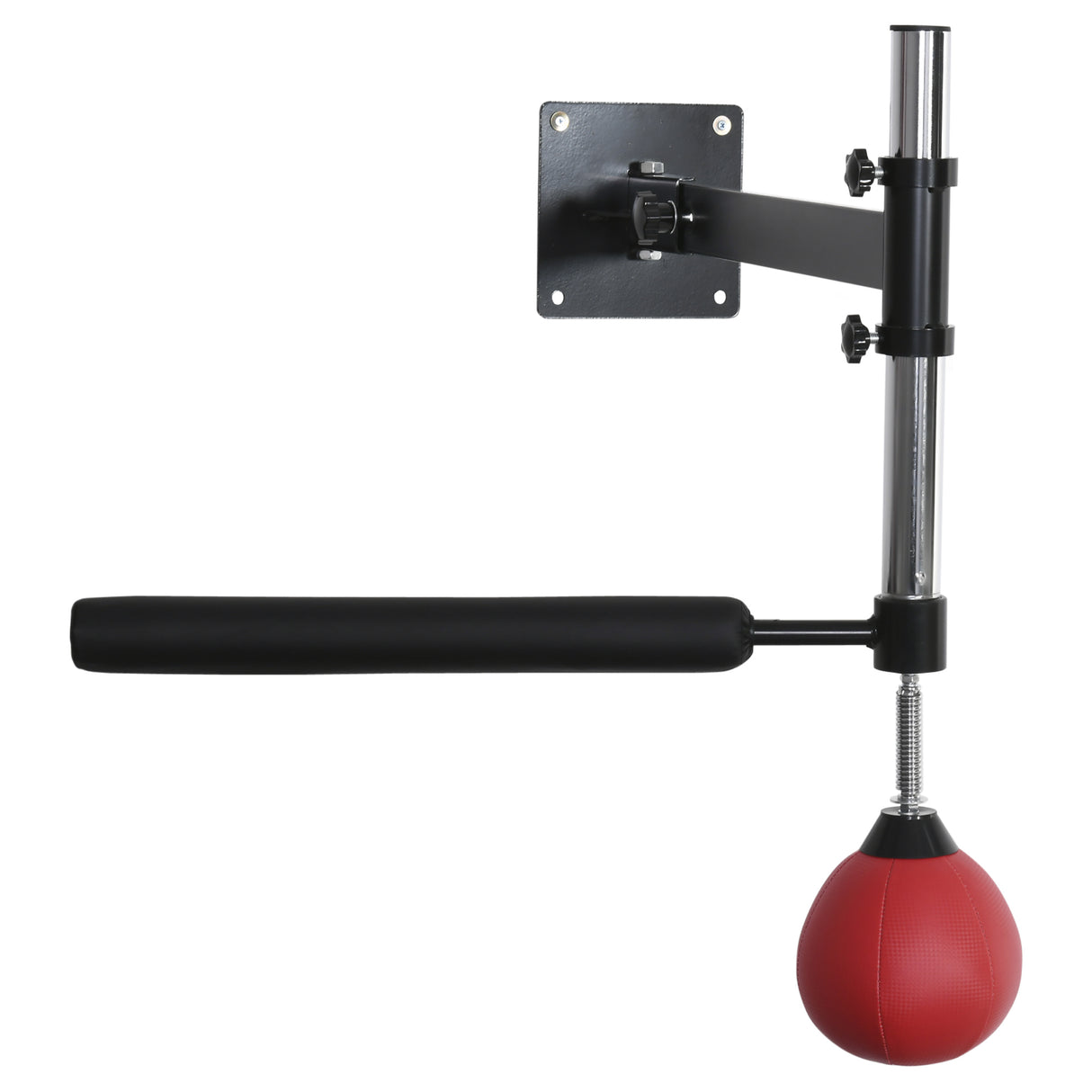 HOMCOM Punching Ball de Boxe Montado na Parede Altura Ajustável com Barra Giratória e Inflador Bola de Velocidade para Adultos e Adolecentes 79x72x20cm Preto e Vermelho