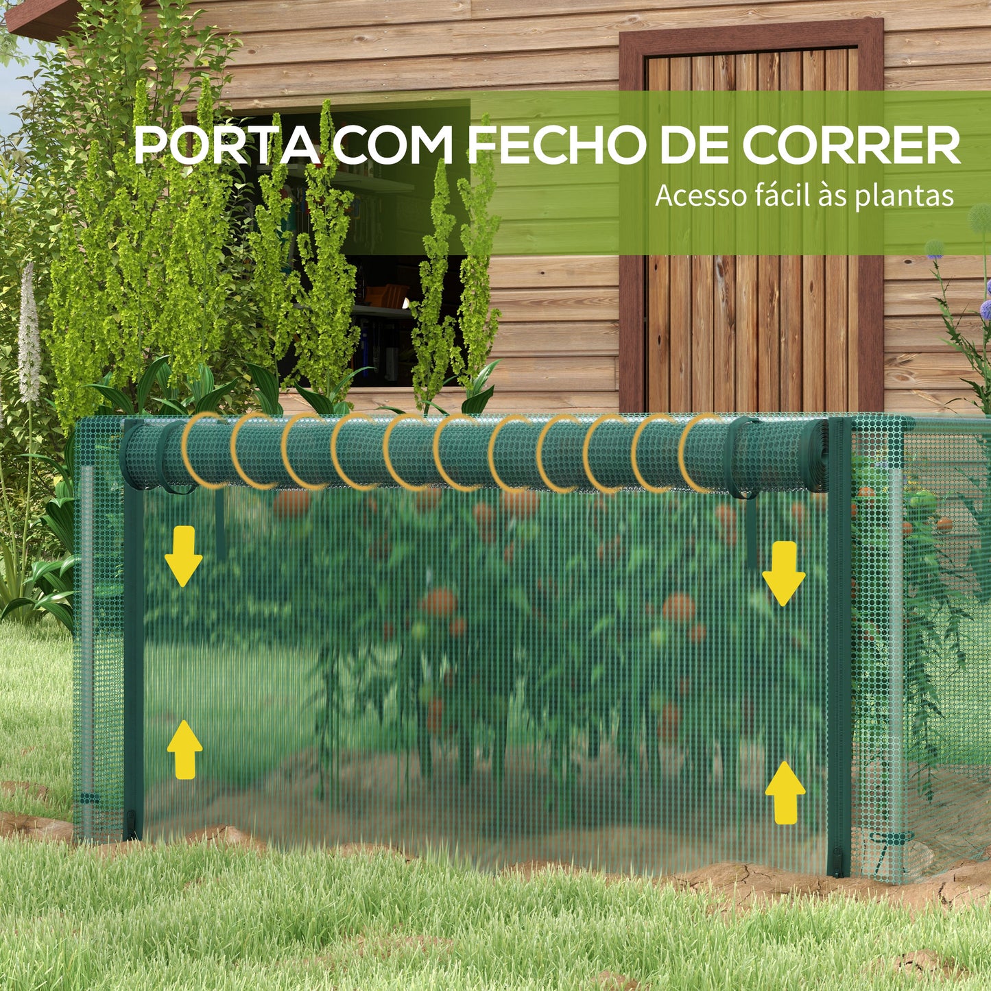 Outsunny Proteção para Cultivo Estufa de Proteção com Suportes de Aço Porta com Fecho de Correr para Proteger as Plantas Flores em Pátio Jardim Terraço 125x125x62,5 cm Verde