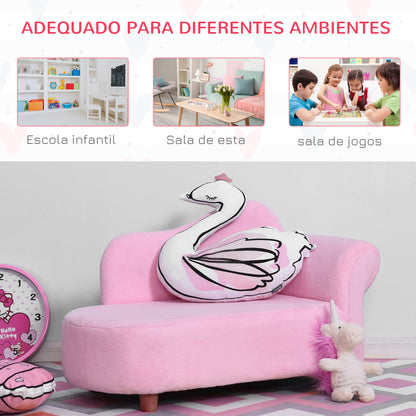 HOMCOM Sofá para Crianças de 3-5 Anos Mini Sofá Estofado em Poliéster com Assento Acolchoado Carga Máxima 50 kg 80x40x49 cm Rosa