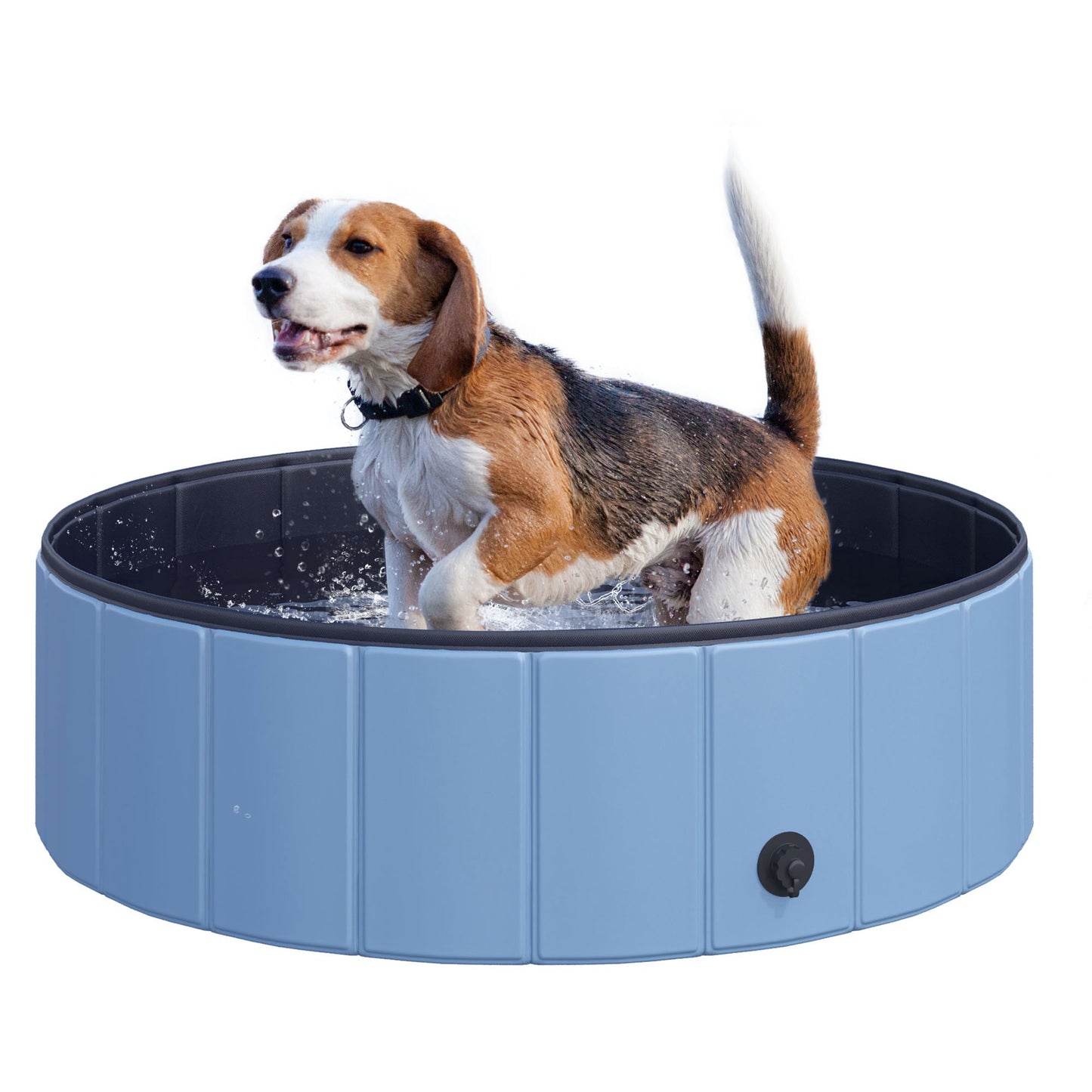 PawHut Piscina Dobrável para Cães Banheira para Animais de Estimação PVC Gatos Antiderrapante Resistente ao Desgaste Adequada para Interior e Exterior Ø100x30cm Azul