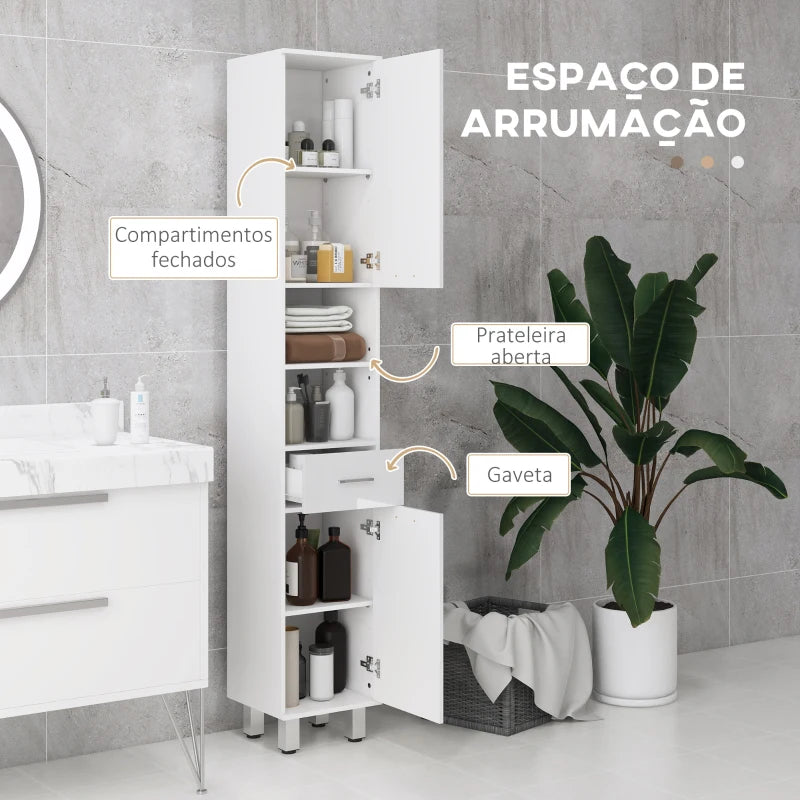 Armário Alto Damise de Casa de Banho de 180cm - Branco - Design Moderno