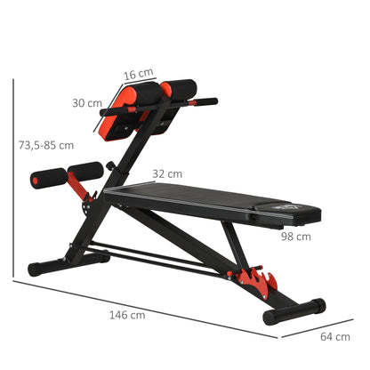 HOMCOM Banco de haltere Inclinação com 4 níveis de altura ajustável 64x146x73.5-85cm