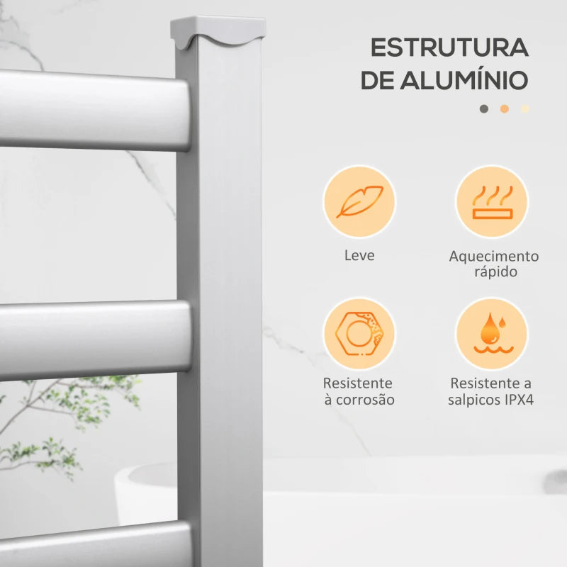 Toalheiro Elétrico de Pé/Parede com 6 Barras de Aquecimento e Temporizador - 140 W