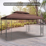 Toldo de Substituição 4x3 m para Pérgola de Jardim – Dupla Camada, Respirável e com 10 Orifícios de Drenagem