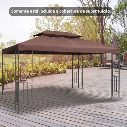 Toldo de Substituição 4x3 m para Pérgola de Jardim – Dupla Camada, Respirável e com 10 Orifícios de Drenagem