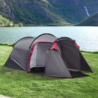 Outsunny Tenda de Campismo para 2-3 Pessoas Tenda de Campismo Dobrável à Prova d'Agua e à Prova de UV 20+ com Vestíbulo 426x206x154 cm Cinza Escuro