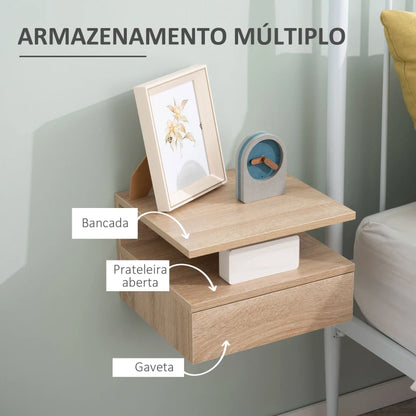 Conjunto de 2 Mesas de Cabeceira Kamu Flutuantes - Design Moderno