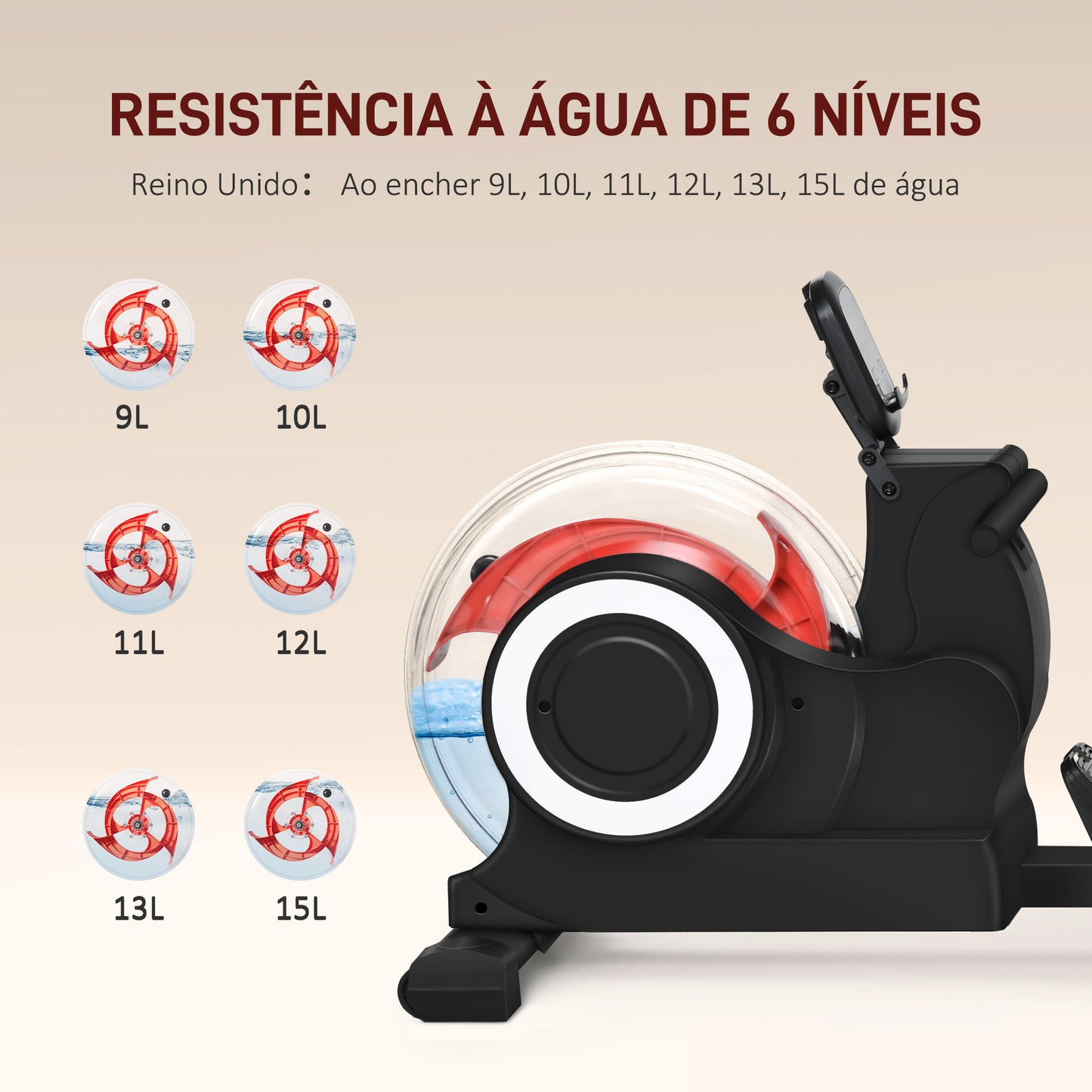 Máquina de Remo com 6 Níveis de Resistência Máquina de Remo para Casa Dobrável com Ecrã LCD Rodas Máquina de Remar para Treino em Ginásio Preto