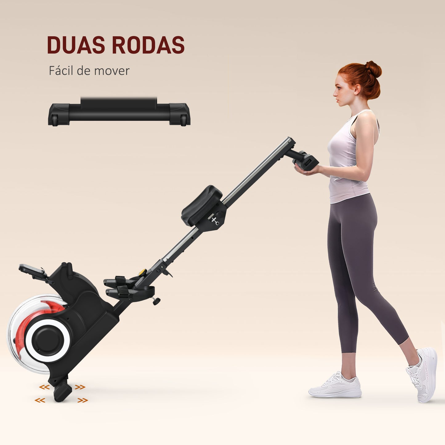 Máquina de Remo com 6 Níveis de Resistência Máquina de Remo para Casa Dobrável com Ecrã LCD Rodas Máquina de Remar para Treino em Ginásio Preto