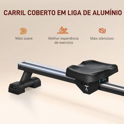 Máquina de Remo com 6 Níveis de Resistência Máquina de Remo para Casa Dobrável com Ecrã LCD Rodas Máquina de Remar para Treino em Ginásio Preto