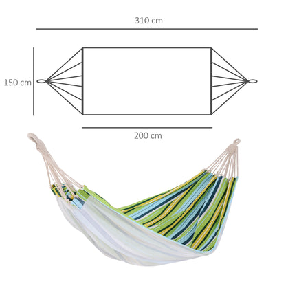 Outsunny Cama Rede de Algodão para Jardim 200x150cm Cama Rede Suspensa Portátil Carga Máxima 180 kg para Campismo Piscina Multicor