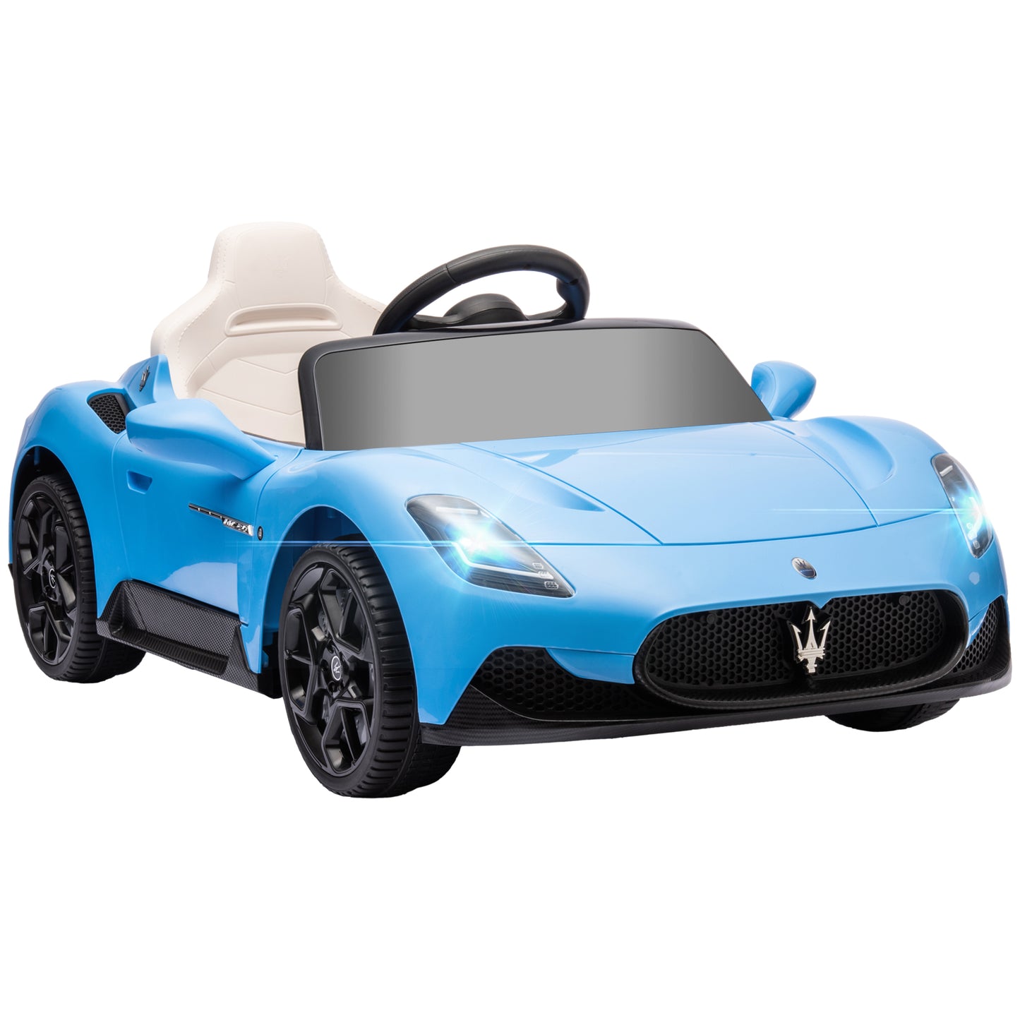 AIYAPLAY Carro Elétrico para Crianças acima de 3 Anos com Licença Maserati MC20 Carro Elétrico Infantil com Bateria 12V Controlo Remoto Farois Buzina e Música 105x65,5x42 cm Azul