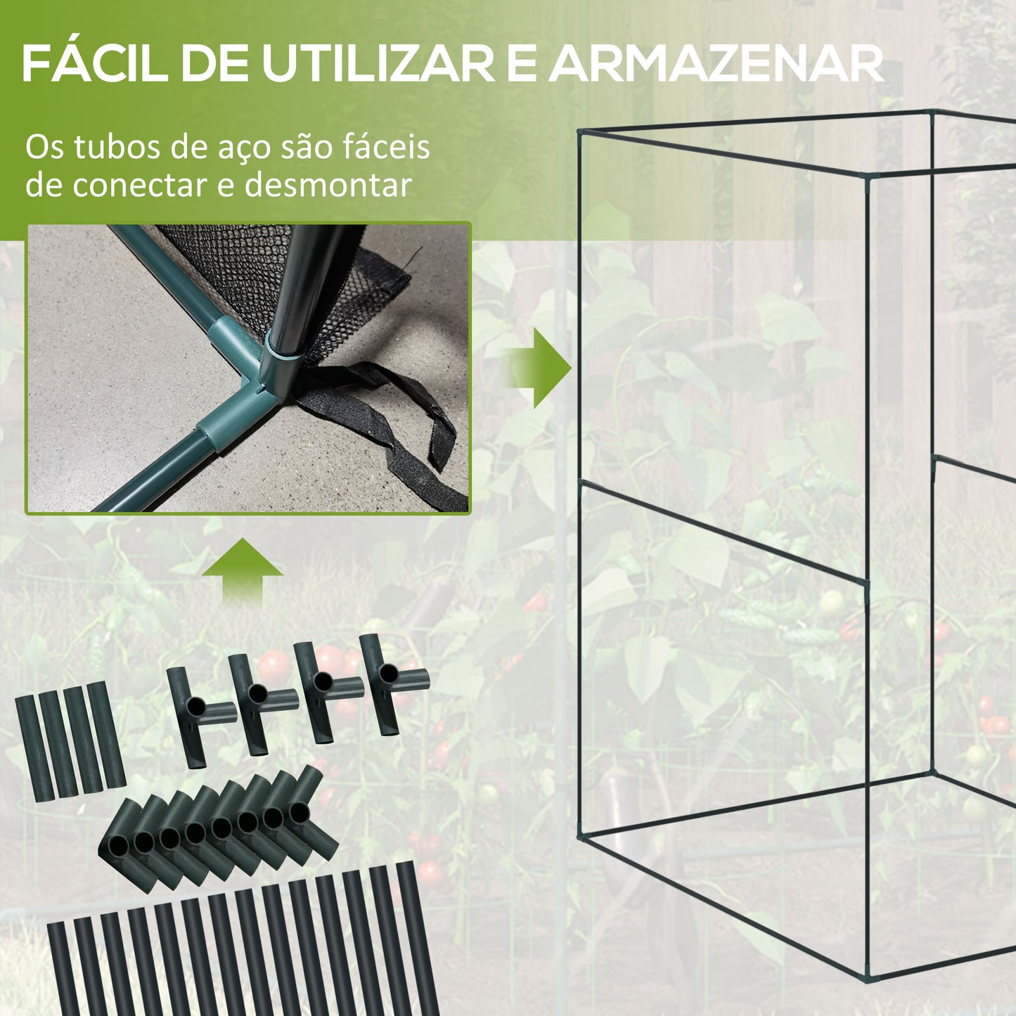 Outsunny Estufa para Cultivo Estufa para Plantas com Porta Enrolável e Estrutura de Aço para Jardim Varanda Pátio 120x120x180 cm Verde