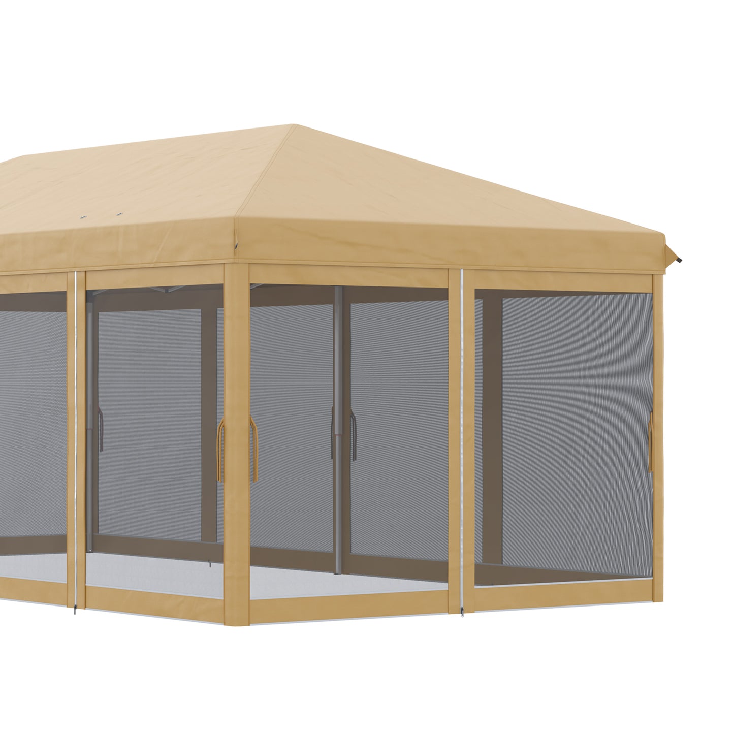 Outsunny Tenda para Festas 6x3 m Tenda de Jardim com 6 Mosquiteiros Bolsa de Transporte e Estrutura de Aço para Campismo Festas Bege