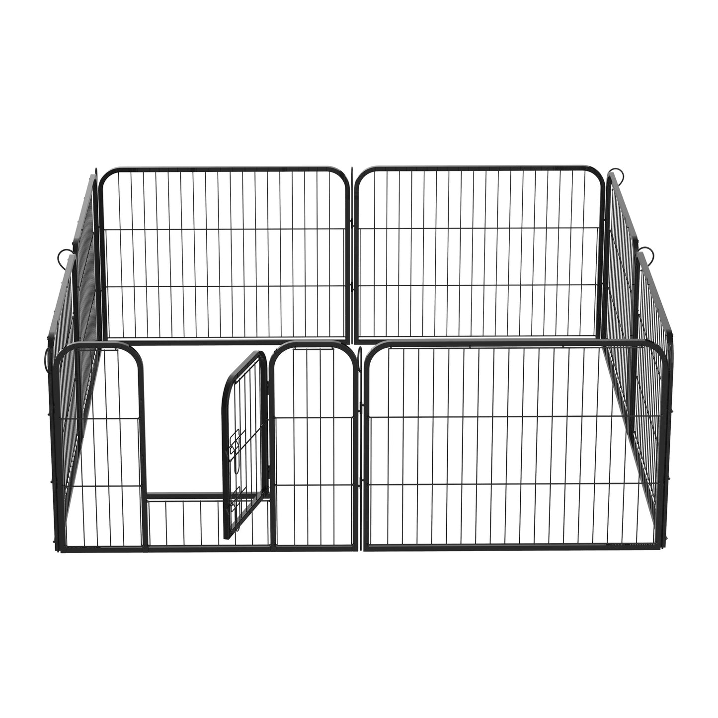 PawHut Parque para Animais de Estimação 8 Paineis 80x60cm Gaiola para Cães de Metal com Porta e Dupla Fechadura Cerca de Treinamento para Jardim Preto