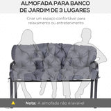 Outsunny Almofada para Banco com Encosto 150x98x8cm Almofada de Banco de 3 Lugares com 6 Cordões de Fixação para Jardim Terraço Balcão Exterior Cinza