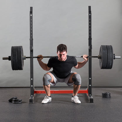 Suporte Ajustável para Barras de Peso Suporte Multifuncional para Exercício em Casa Escritório Carga 150kg Altura Ajustável 121-171cm Preto e Vermelho