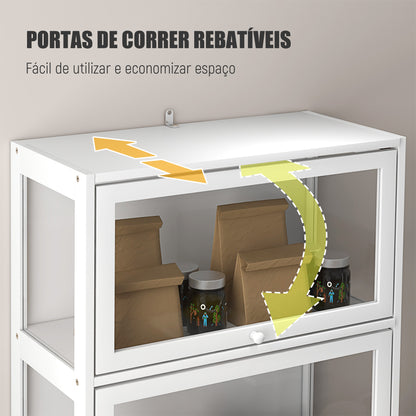 HOMCOM Vitrine Colecionador de 4 Níveis Vitrine Sala de Estar com Portas Abatíveis de Acrílico Anti-Tombo para Estúdio Dormitório Escritório 59x30x139 cm Branco