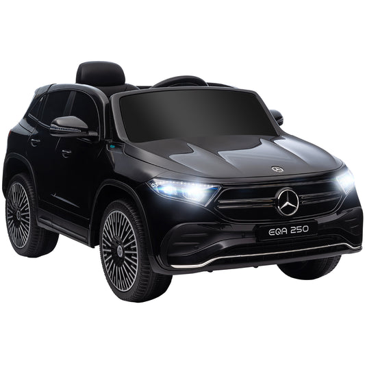 HOMCOM Carro Elétrico para Crianças Mercedes-Benz EQA Carro a Bateria 12V com Controlo Remoto Música Buzina Velocidade 3-8 km/h para Crianças 3-8 Anos 111,5x69x52,5 cm Preto