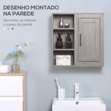 HOMCOM Armário Casa de Banho de Parede com 3 Prateleiras Abertas 1 Armário Móvel Auxiliar de Parede para Casa de Banho Estilo Moderno 48x20x50cm Cinza