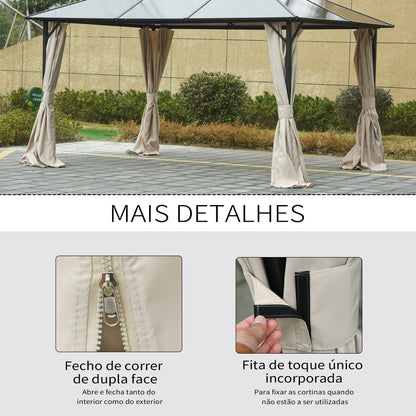 Outsunny 4 Paredes Laterais para Tenda 352x205 cm Laterais para Tenda Universal com Ganchos e Argola em C para Tenda de Jardim Terraço Bege