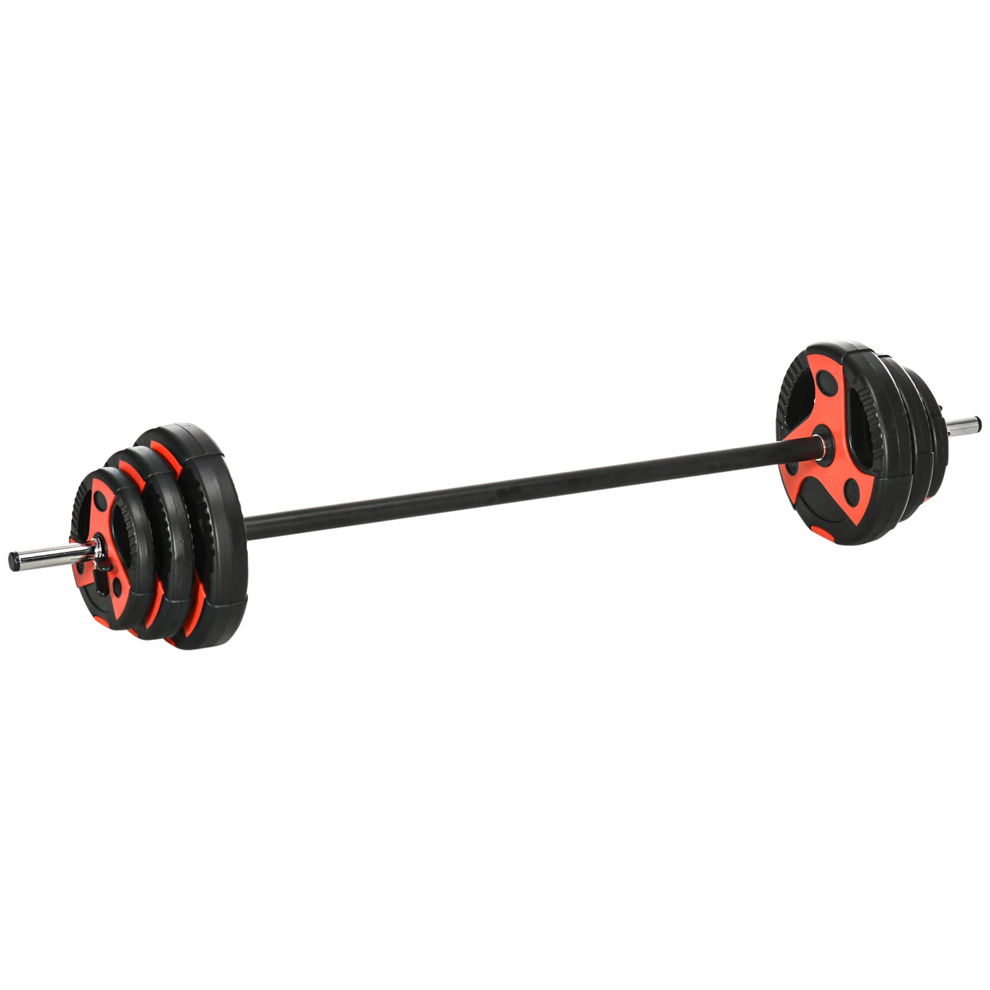 SPORTNOW Conjunto de Barra de Pesos com Discos Conjunto de Musculação com Discos 1,25kg 2,5kg e 5kg para Treinamento em Casa Ginásio 140x17x17cm Preto e Vermelho