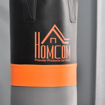 HOMCOM Saco de Boxe Suspenso com Suporte Bola de Velocidade Ajustável em Altura de 167-187cm e Inflador para Treinamento Fitness em Casa Ginásio 115x157x221 cm Preto e Cinza