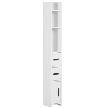 kleankin Coluna Casa de Banho com 3 Portas e 3 Prateleiras Abertas Coluna Auxiliar para Sala de Estar Casa de Banho Dormitório Estilo Moderno 15x17x120cm Branco