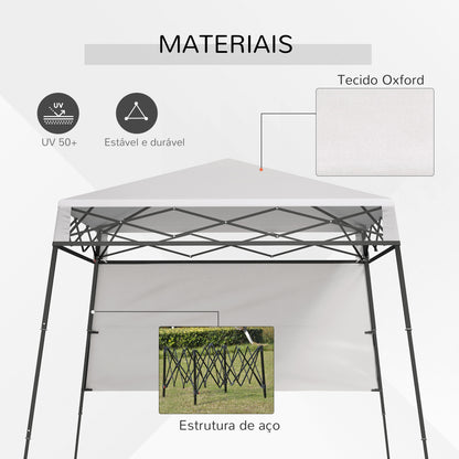 Outsunny Tenda Dobrável 220x220x200 cm Tenda Dobrável com 1 Parede Lateral Bolsa de Transporte Impermeável e Proteção UV50+ para Jardim Pátio Branco